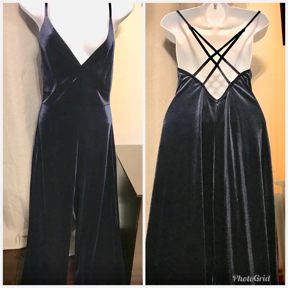 Blue velvet jumpsuit